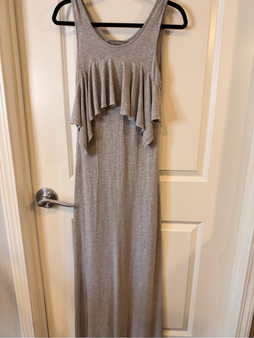 finn & clover Gray Sleeveless Ruffle Maxi Dress